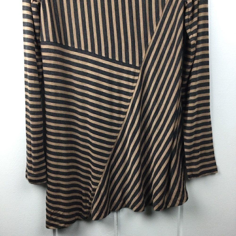 Cabi Striped Tee Tan & Gray Stripes Asymmetrical Hem Tunic, Size Small - Picture 10 of 10